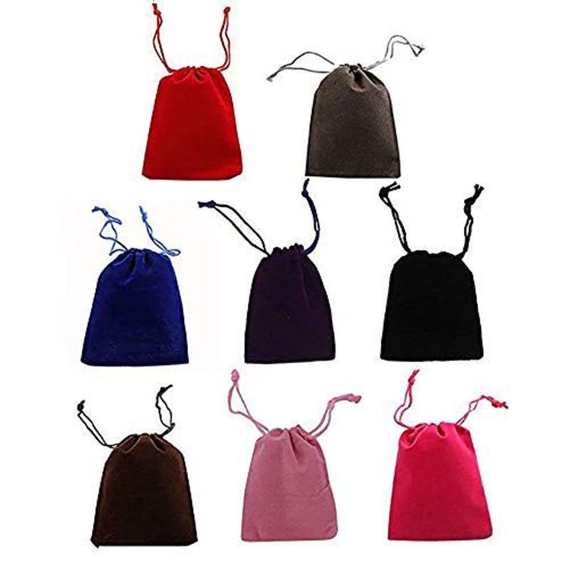 Shukii 50PCS 2" X 3" Velvet Jewelry Bags Small Drawstring Bags Pouches for Jewelry Gift Wedding Favors Candy Bags Party Favors Christmas Mixed Colors (Mixed Colors, 2" X 3") - Image 1